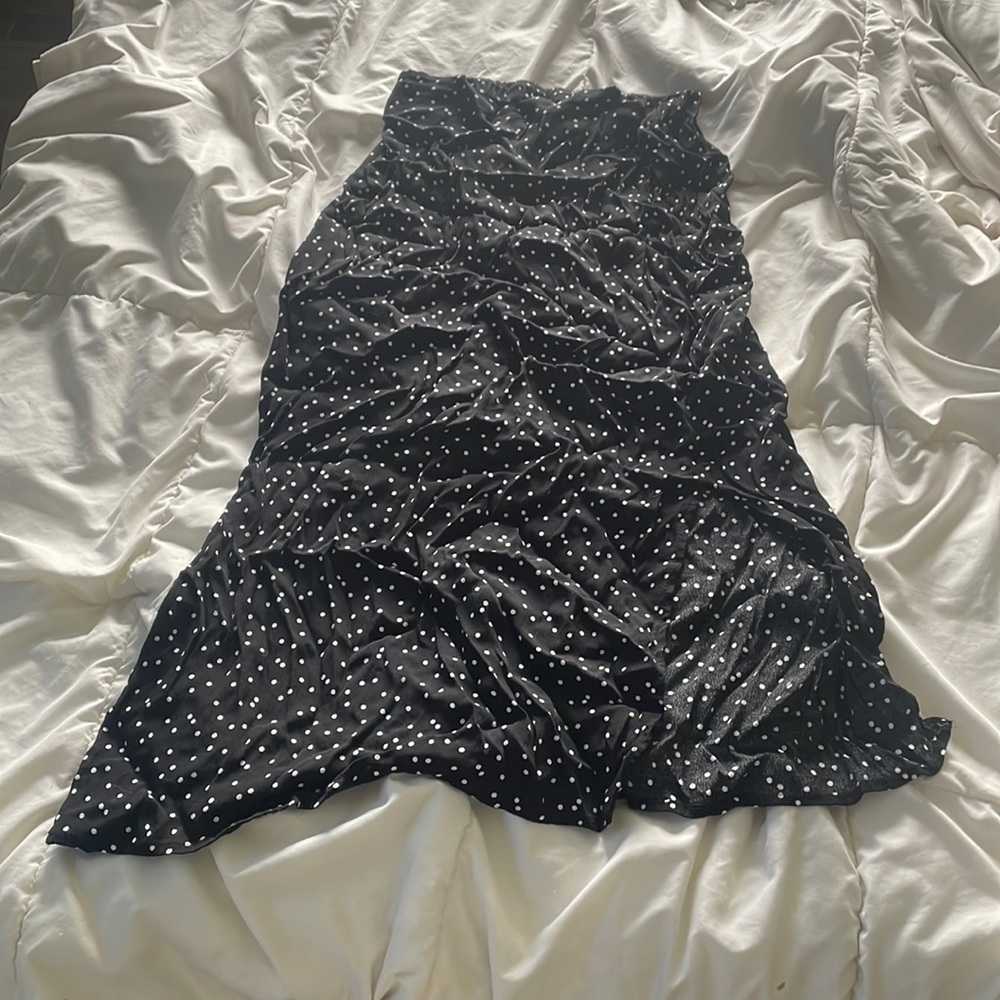 Black & white polka dot midi skirt